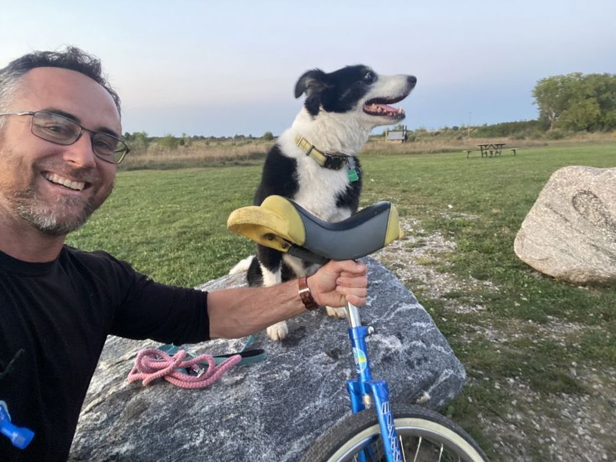 3rd unicycle ride with both border collies