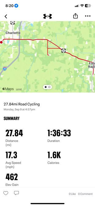 1st Road bike ride-27.84miles