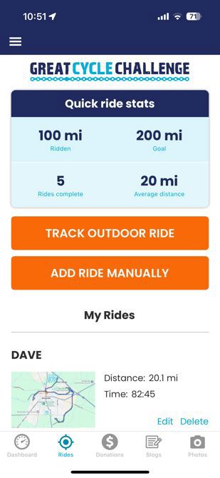 1/2 to my goal of 200 miles in September