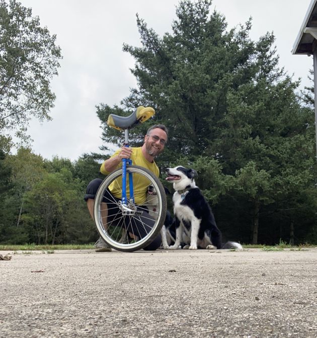 13th Unicycle Ride-Border collies Finn and Valeska