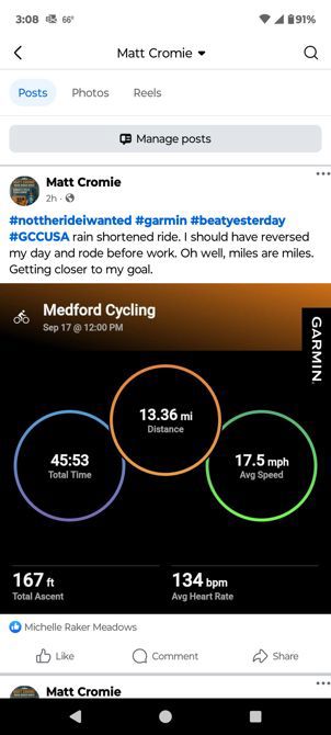 Rain shortened ride