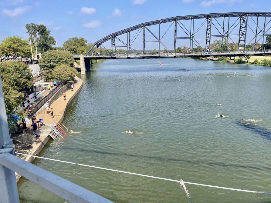 Brazos River, full of swimmers, Cameron Park, and Baylor University, Splash Pad! , 13 miles