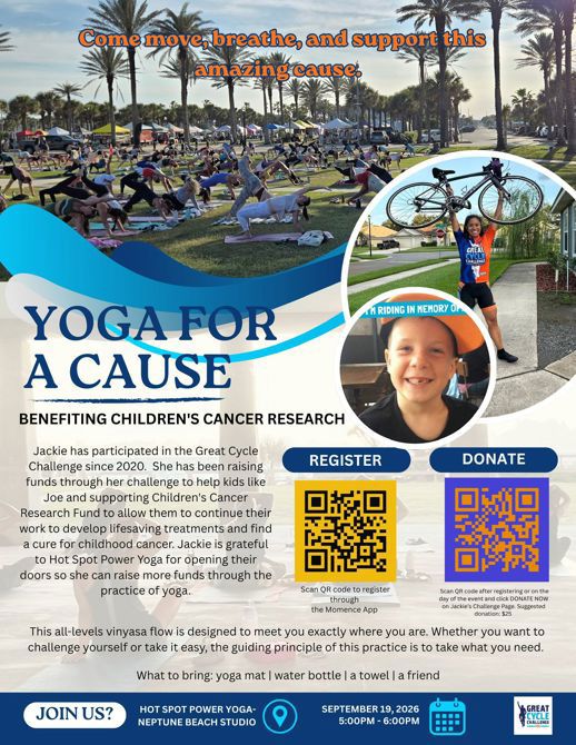 Yoga for a Cause! Donation-based class at Hot Spot Power Yoga- Neptune Beach